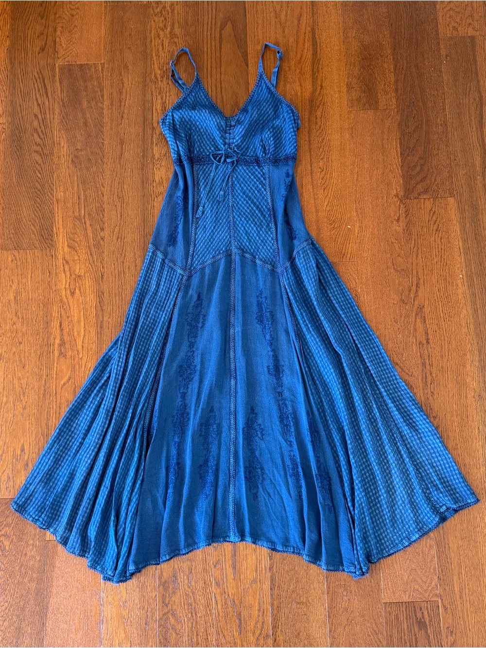 Vintage Y2K Maxi Dress Indigo Blue Fairy Made in India size L - Picture 1 of 8